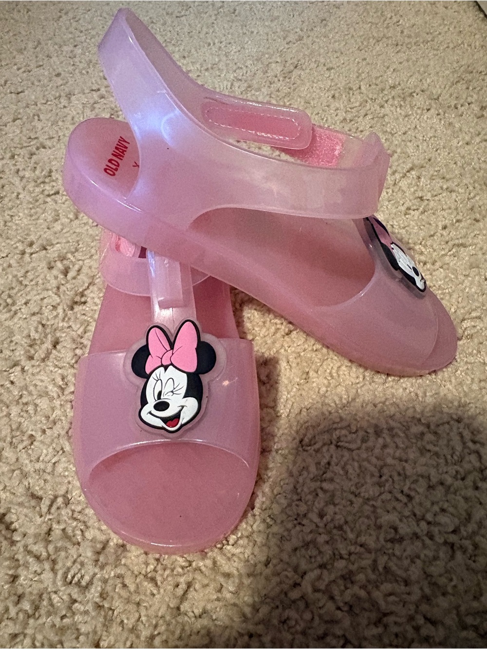 Old Navy Pink Minnie Mouse Jelly Sandals with Back Strap